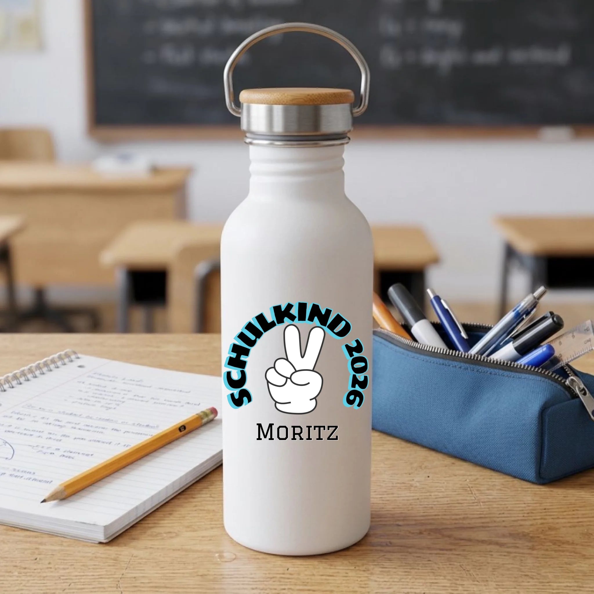 Schulkind Trinkflasche mit Namen personalisieren