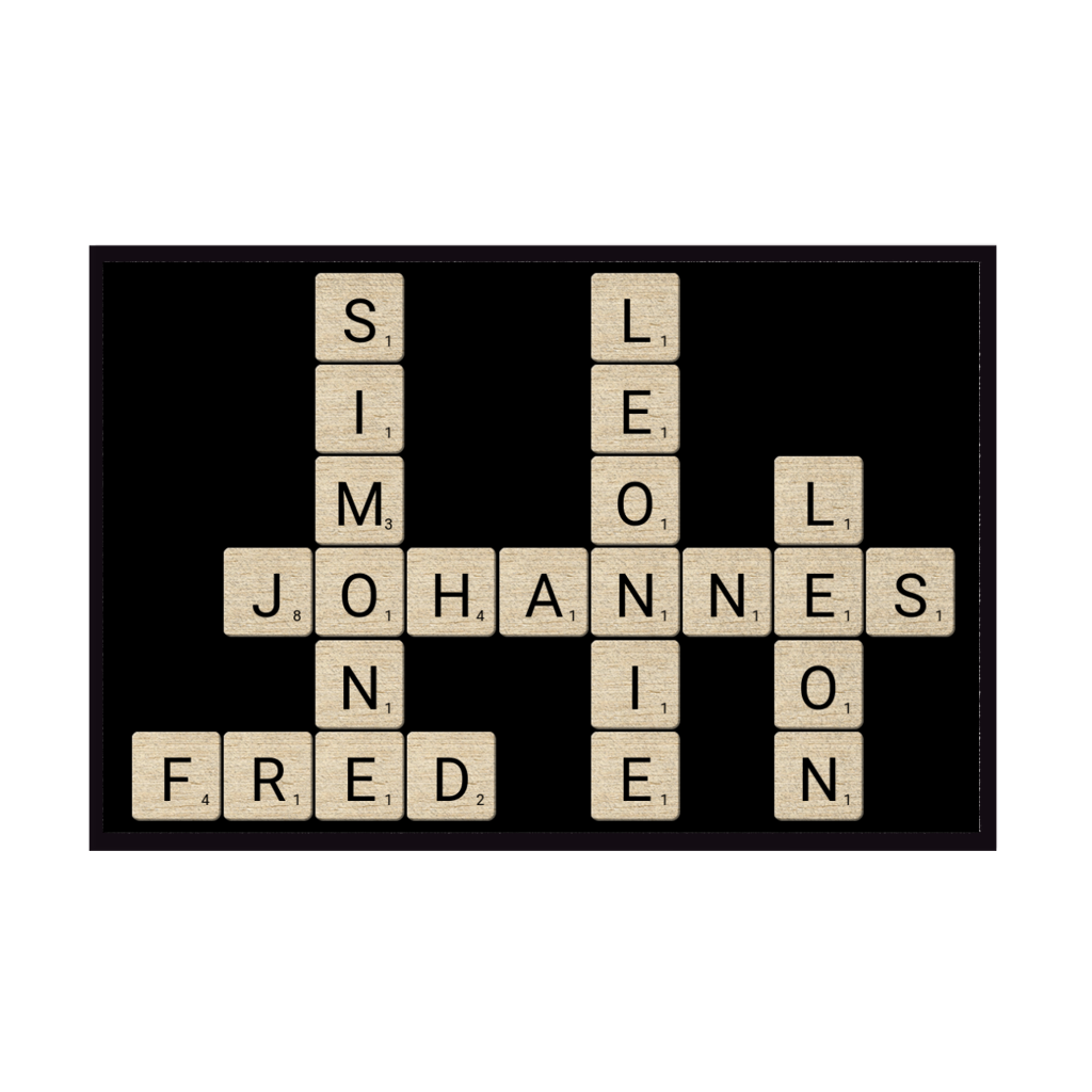 Personalisierte Fußmatte mit Wortlegespiel