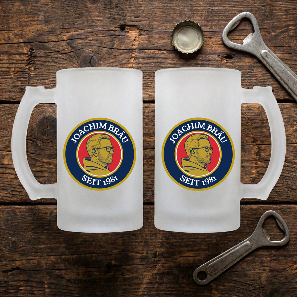 Brauerei Bierkrug mit Foto als Glas-Bierkrug satiniert