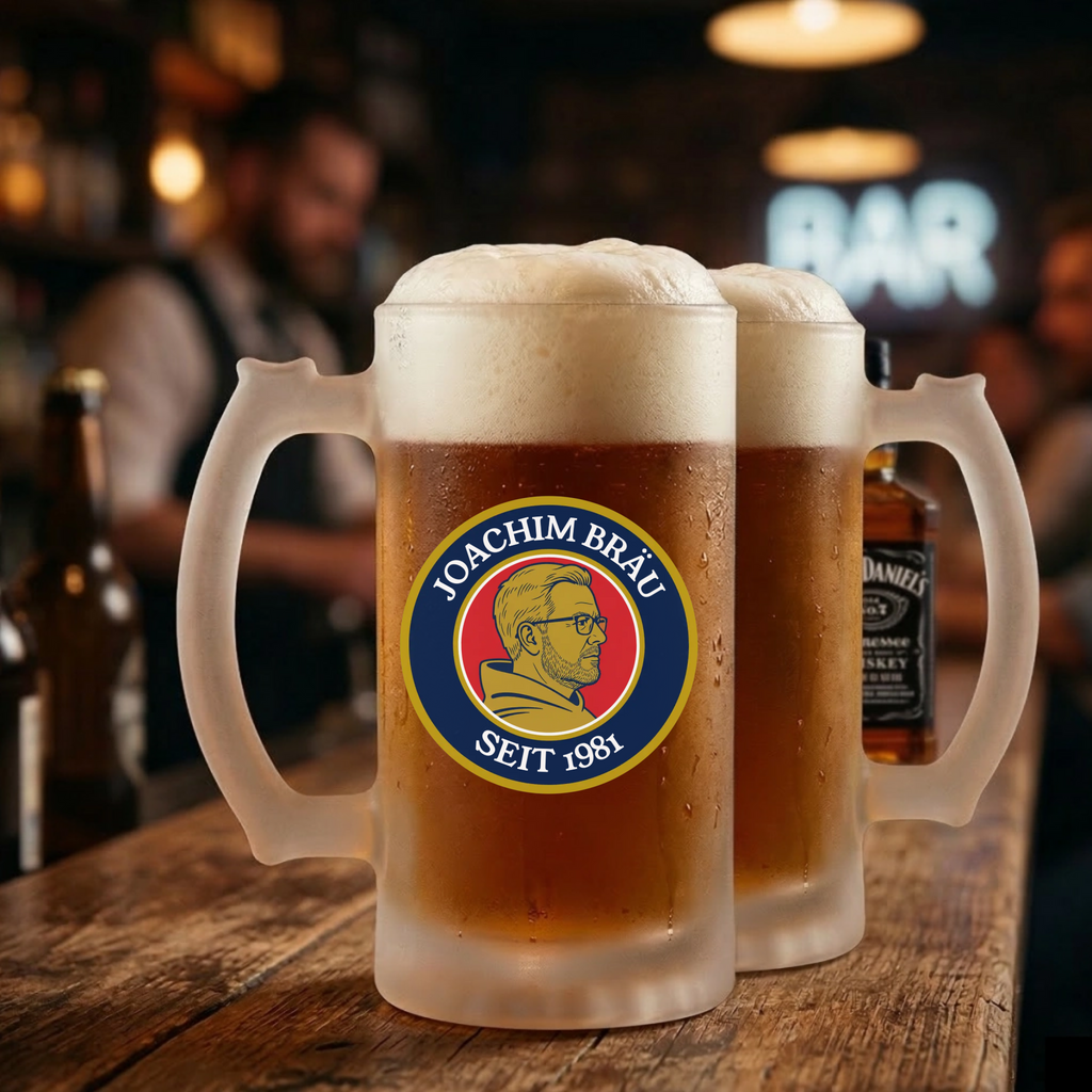 Brauerei Bierkrug mit Foto als Glas-Bierkrug satiniert