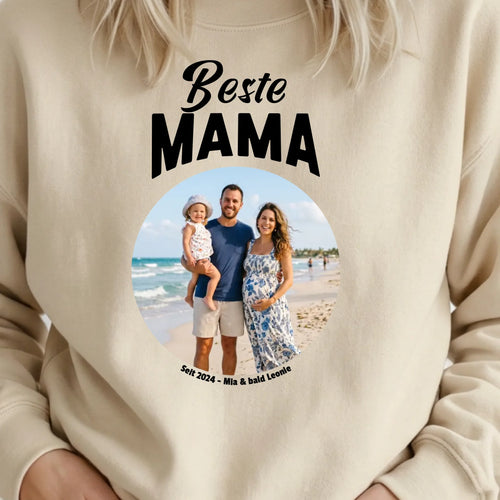 Beste Mama Pullover mit Foto und Text personalisiert – Geschenk für Mama
