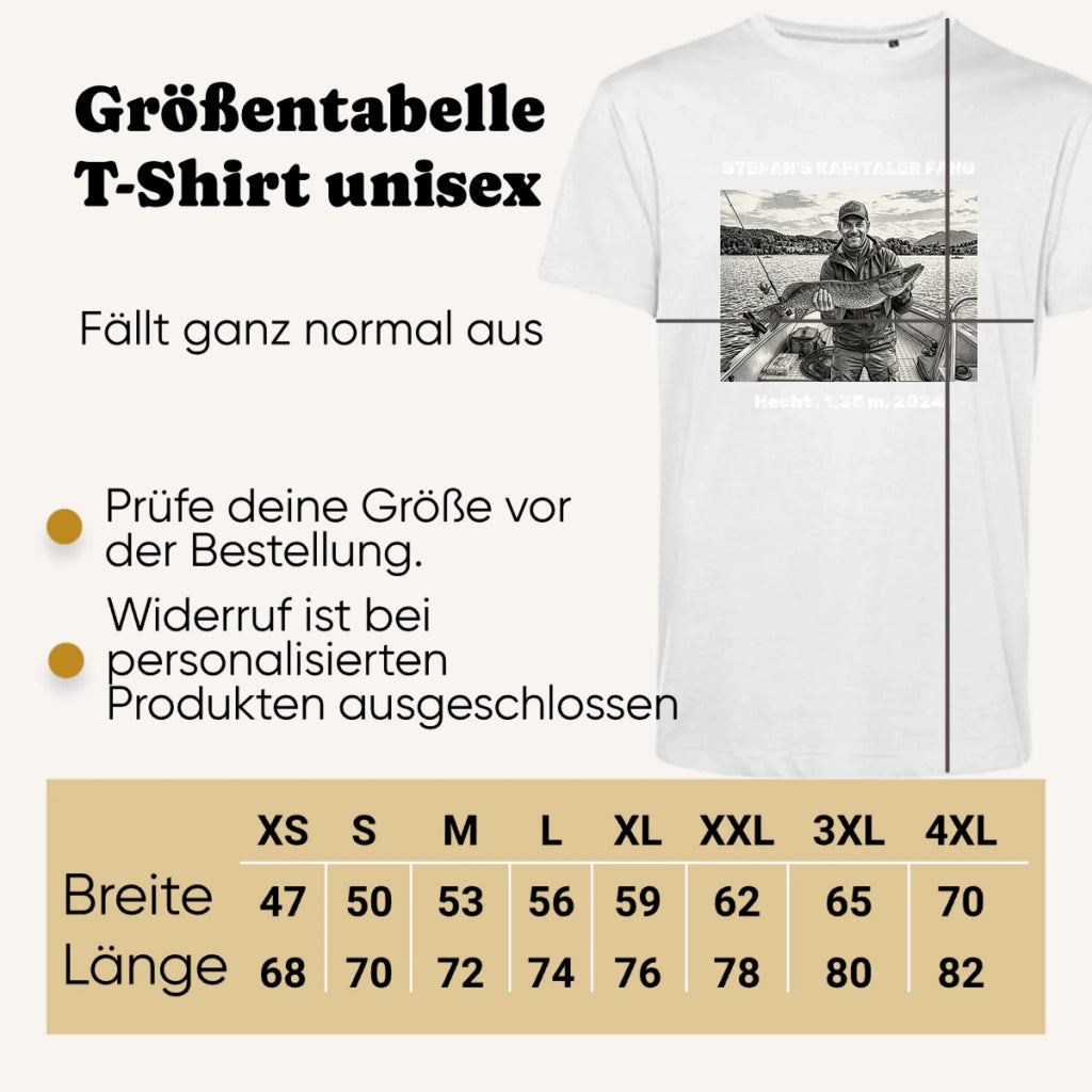 Personalisiertes T-shirt unisex - Größentabelle