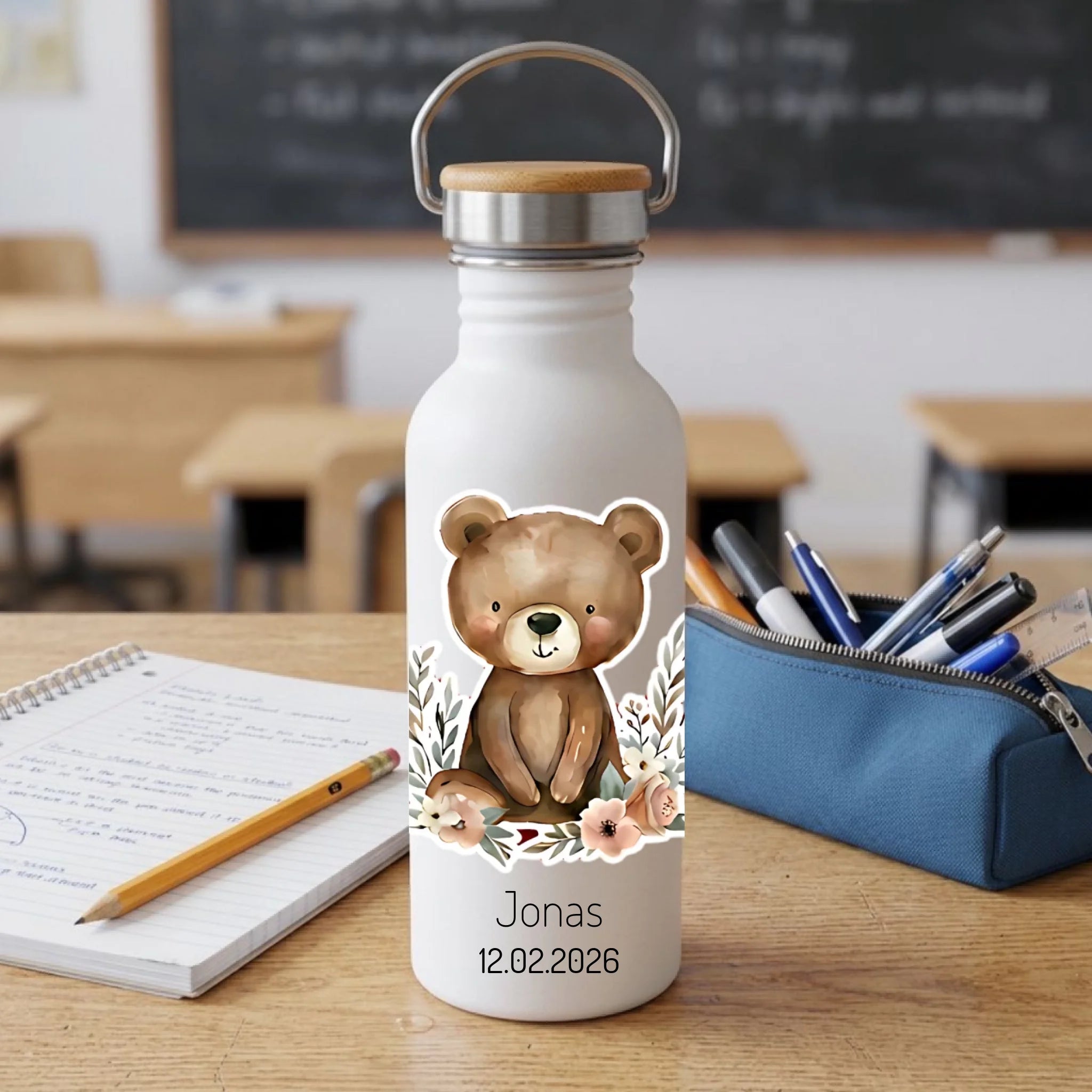 Personalisierte Trinkflasche für Kinder aus Edelstahl