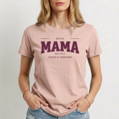 Beste Mama T-Shirt personalisiert mit Namen – Geschenk für Mama