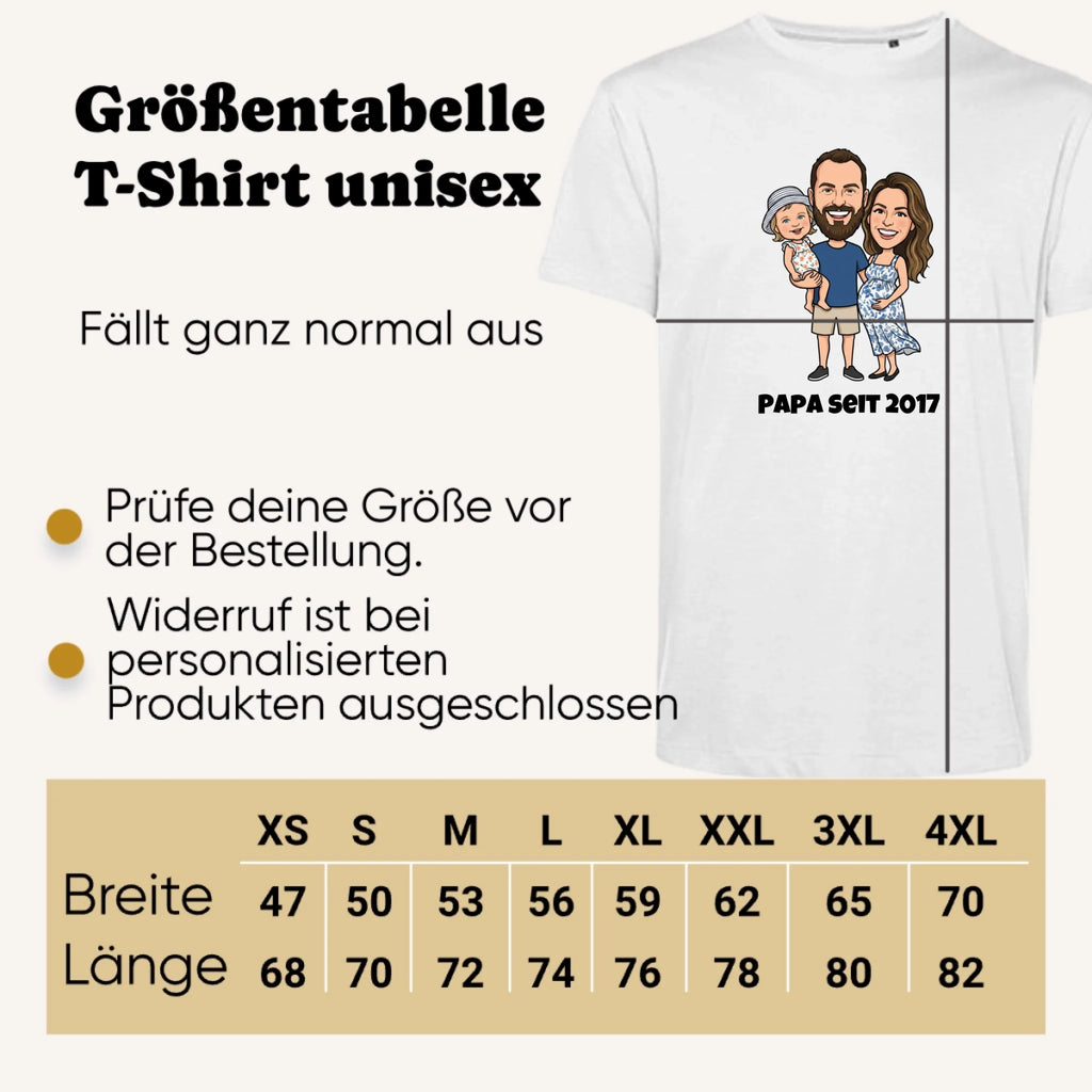 Personalisiertes T-shirt unisex - Größentabelle