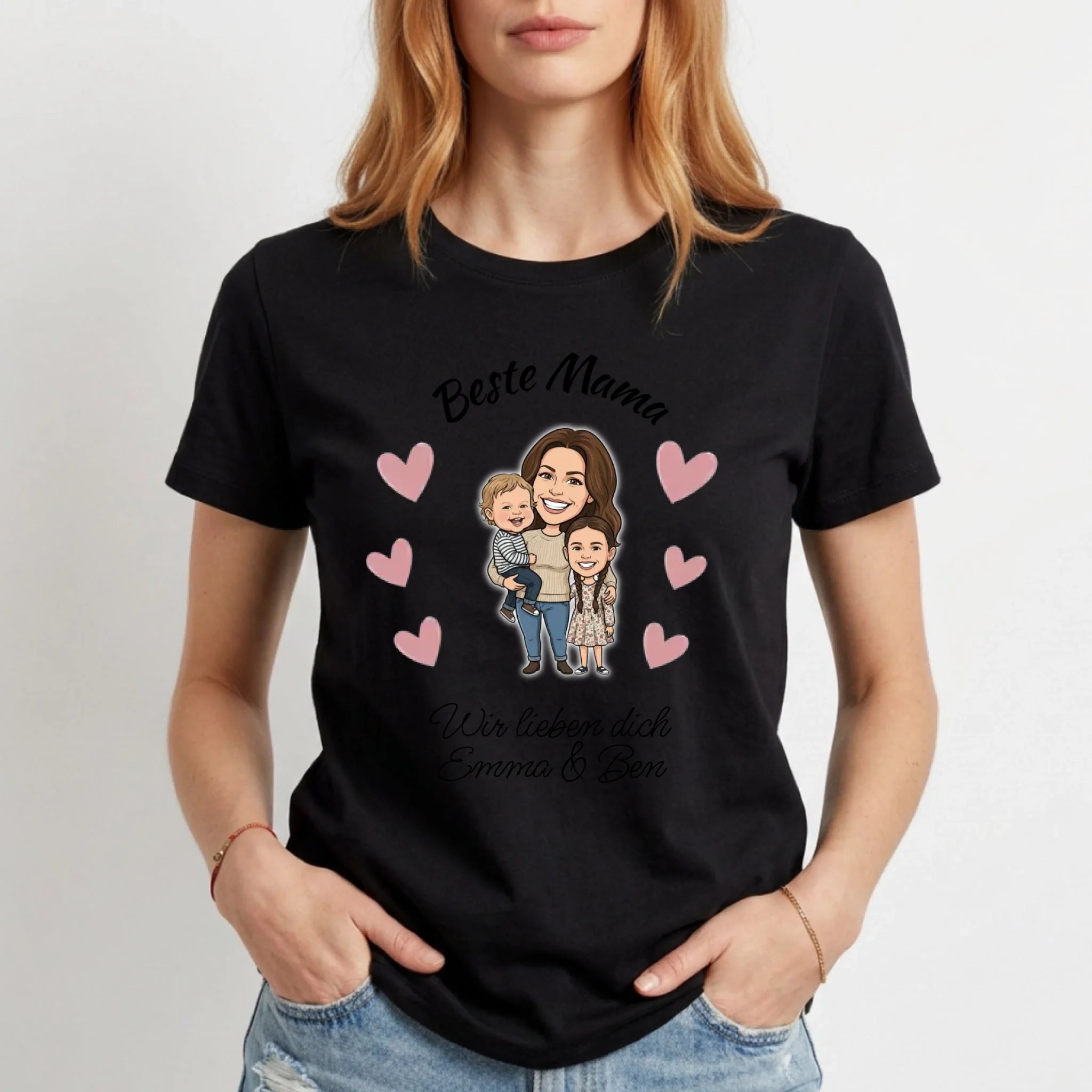 Personalisiertes T-Shirt Damen - schwarz
