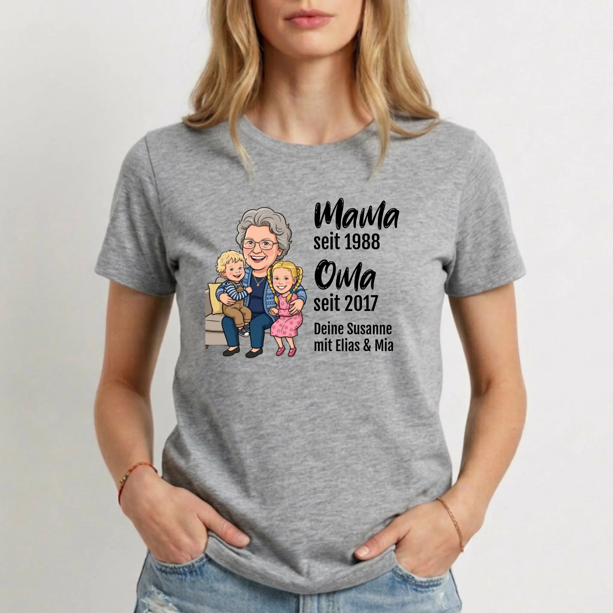 Personalisiertes T-Shirt Damen - grau