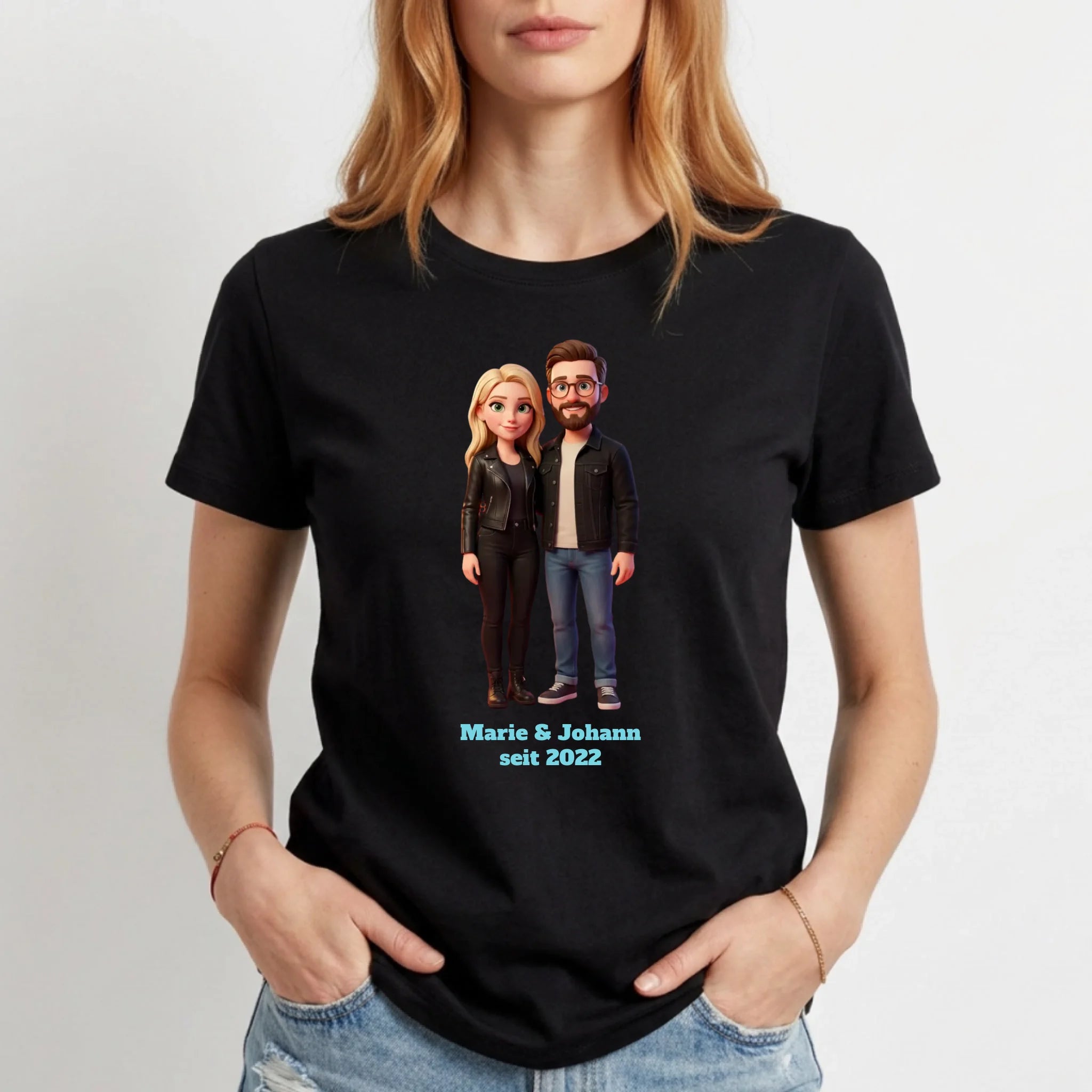 Personalisiertes T-Shirt Damen - schwarz