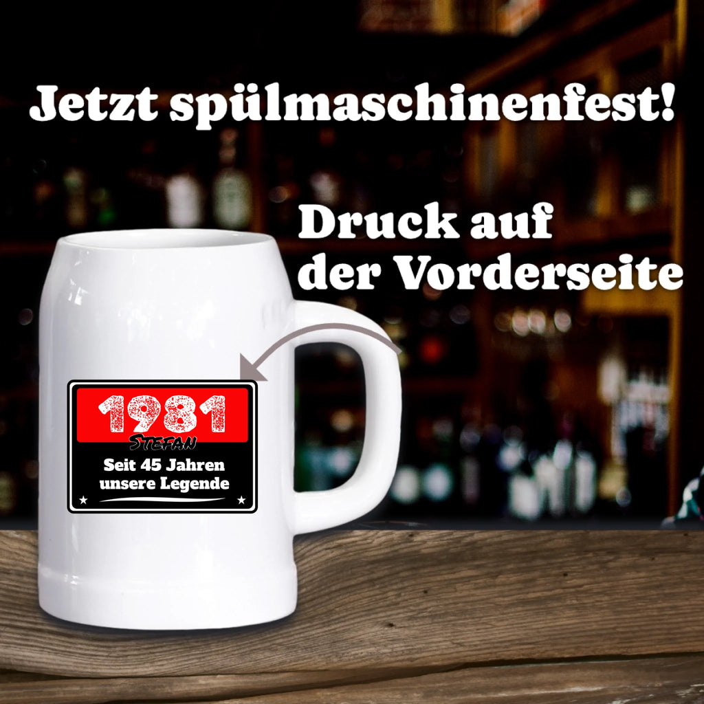 Bierkrug aus Stein personalisiert