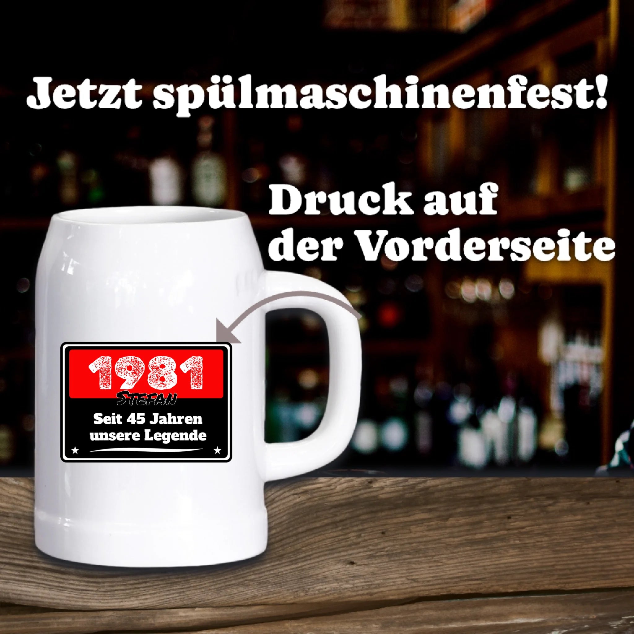 Bierkrug aus Stein personalisiert