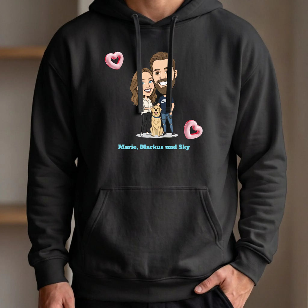 Personalisierter Hoodie schwarz vorn