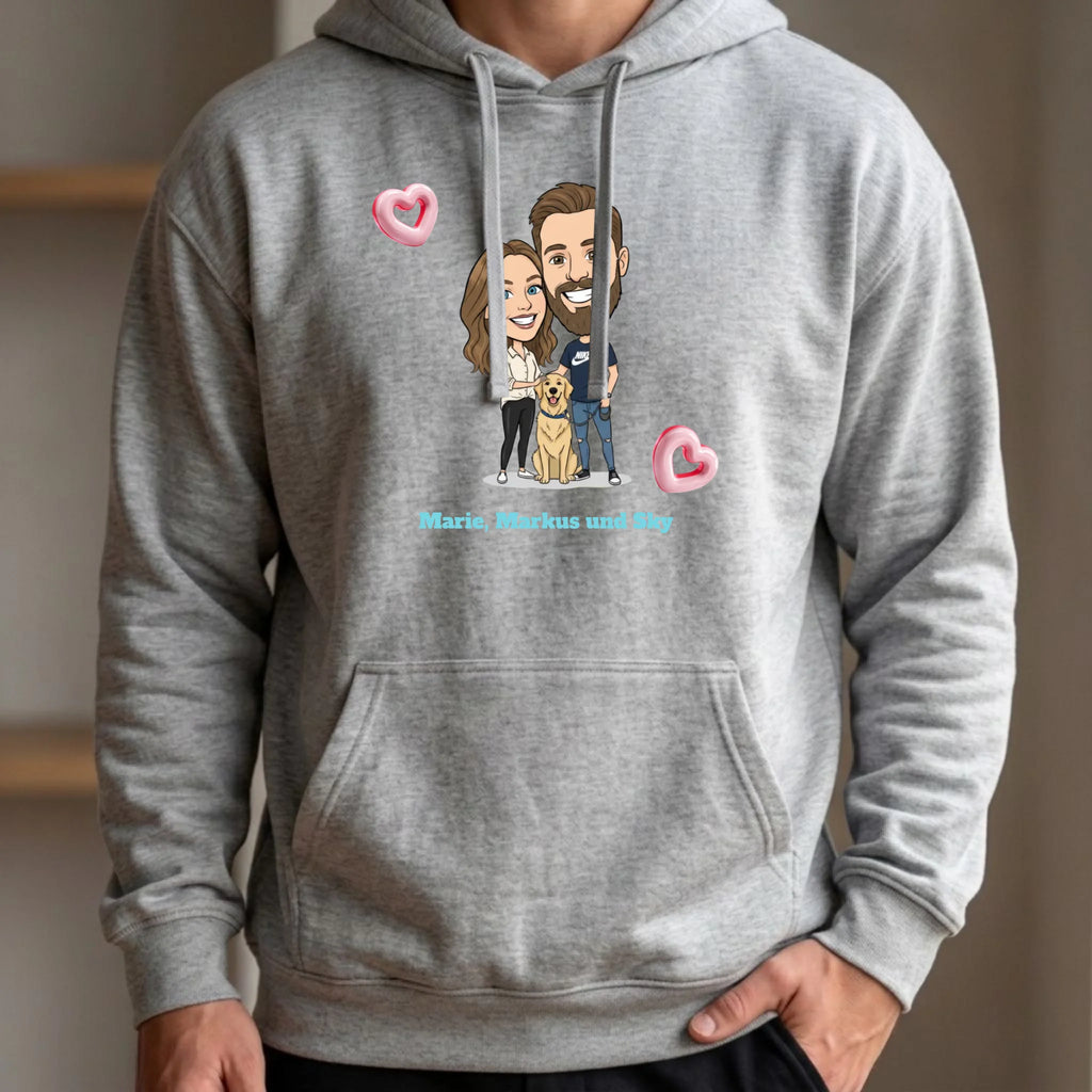 Personalisierter Hoodie grau vorne