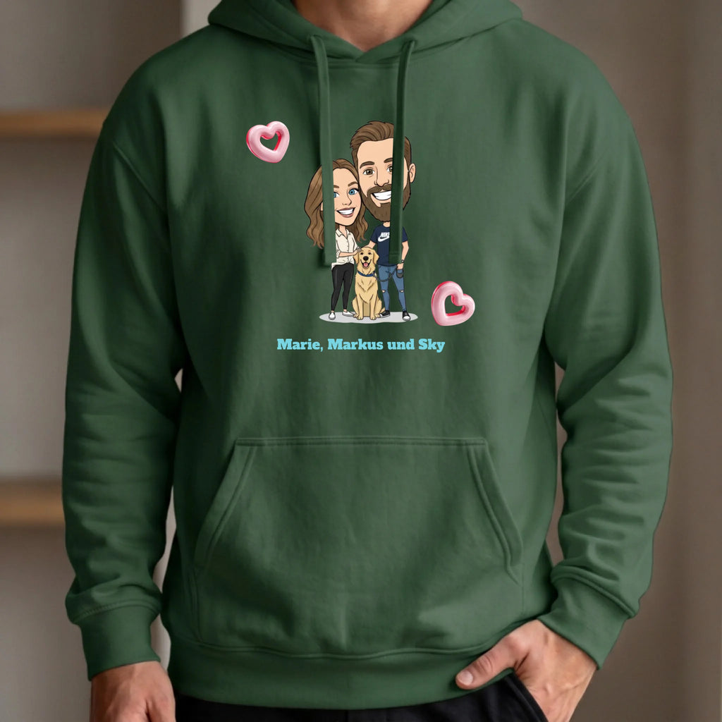 Personalisierter Hoodie grün vorn