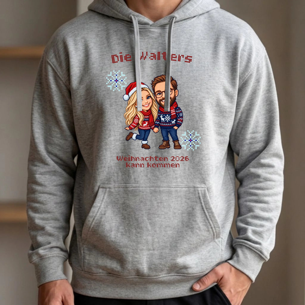 Personalisierter Hoodie grau vorne