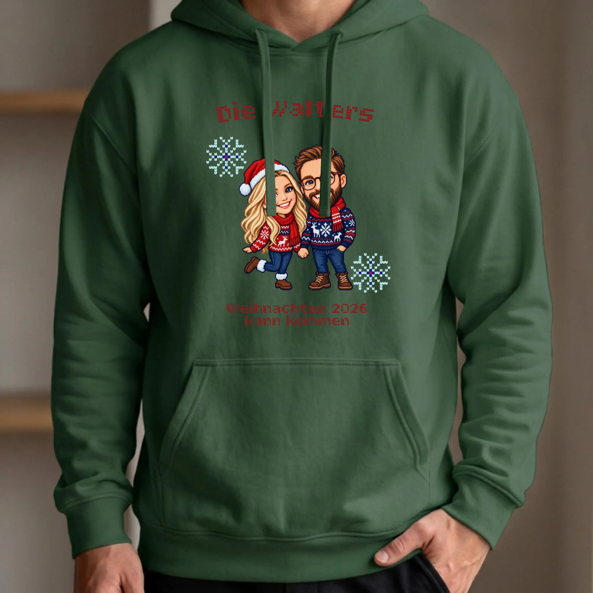 Personalisierter Hoodie grün vorn