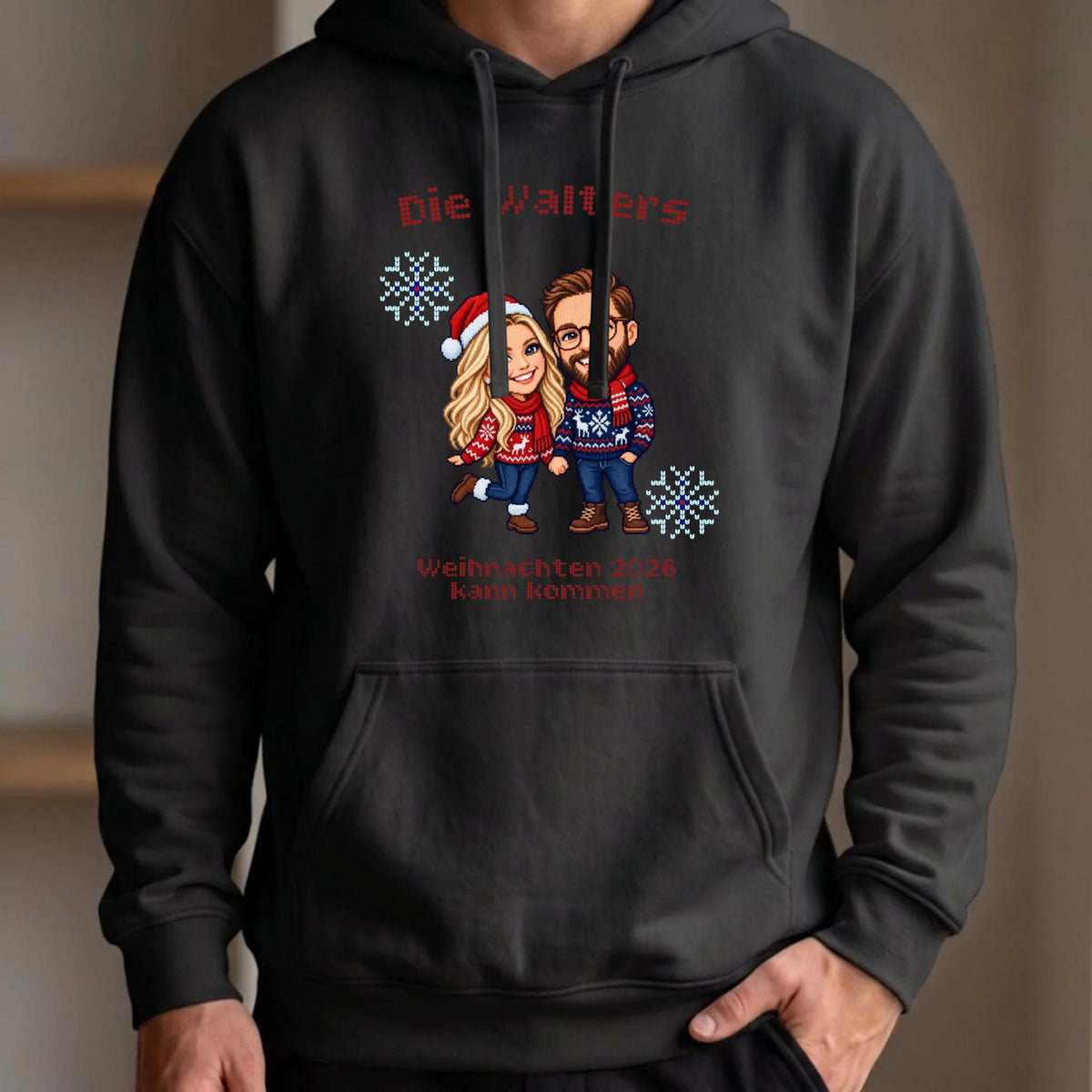 Personalisierter Hoodie schwarz vorn
