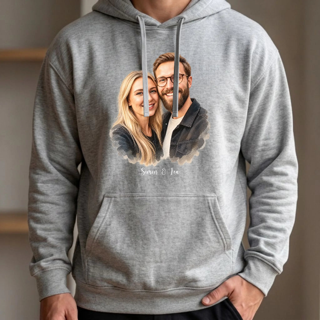 Personalisierter Hoodie grau vorne