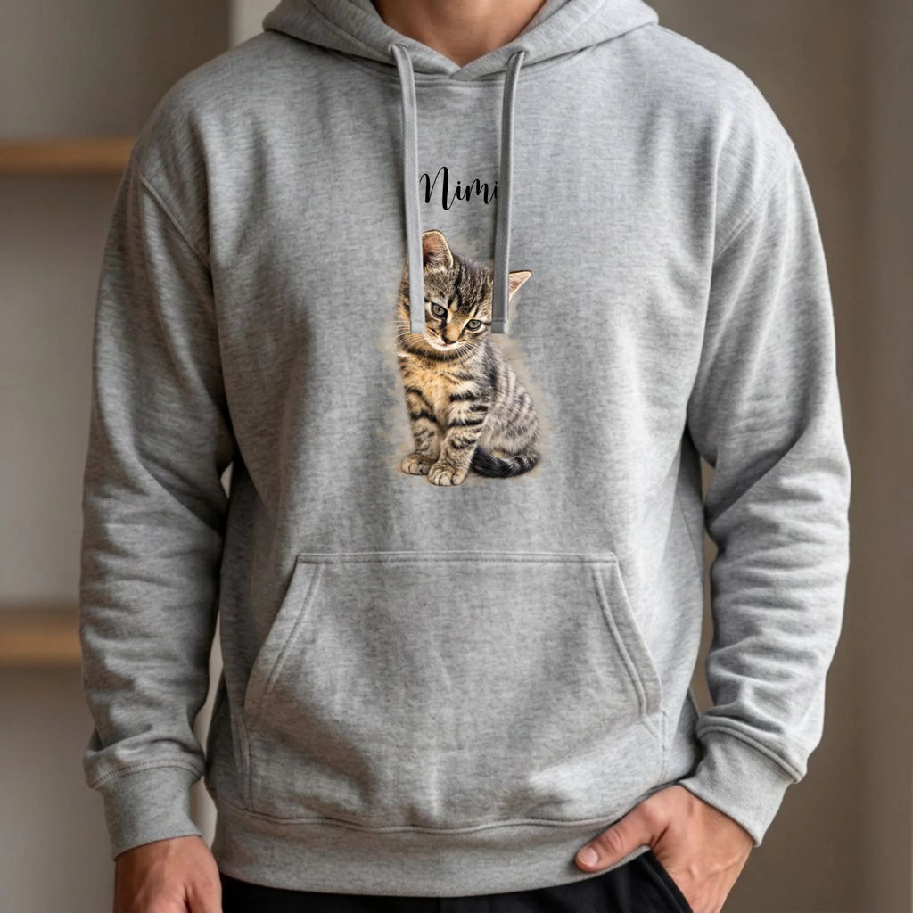 Personalisierter Hoodie grau vorne