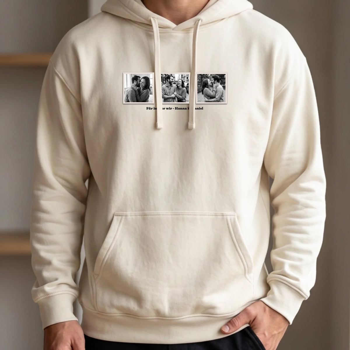 Personalisierter Hoodie weiß vorn