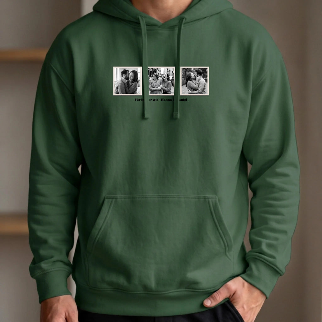 Personalisierter Hoodie grün vorn
