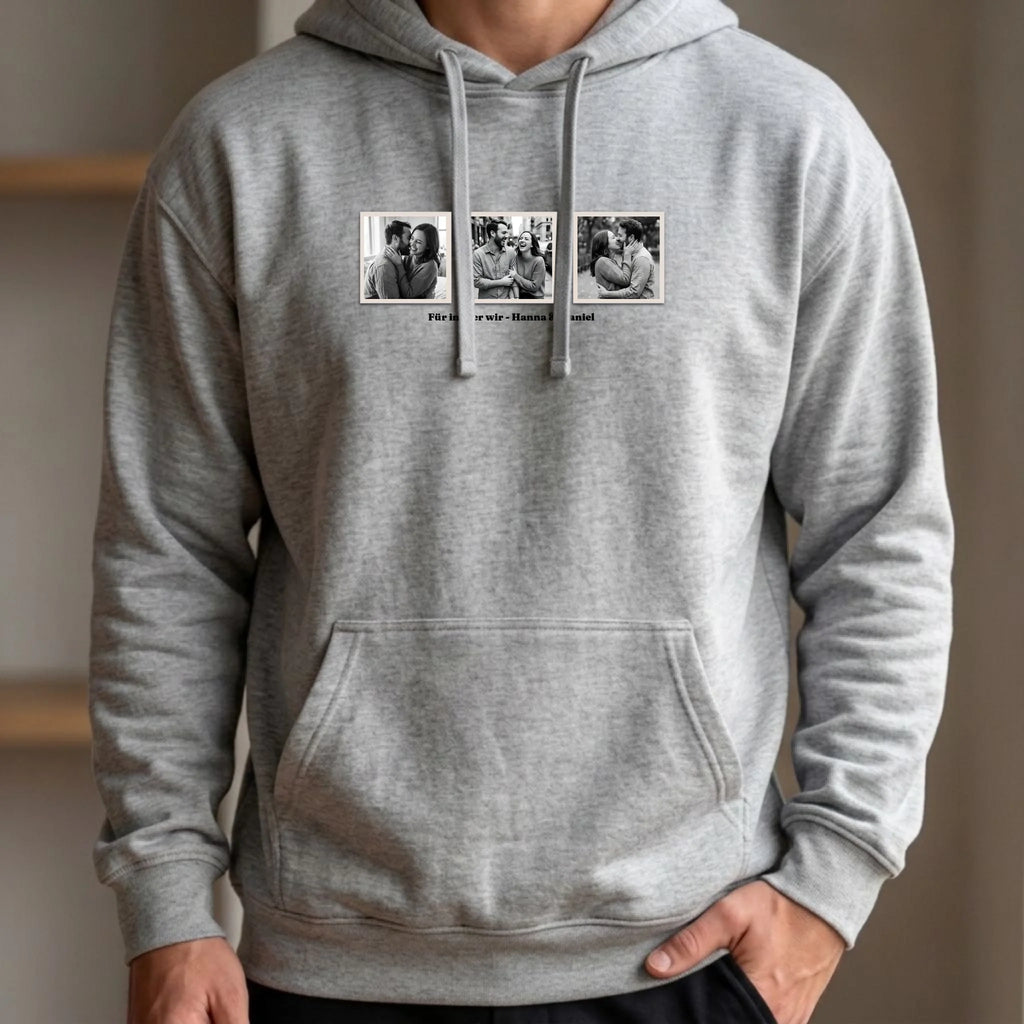 Personalisierter Hoodie grau vorne