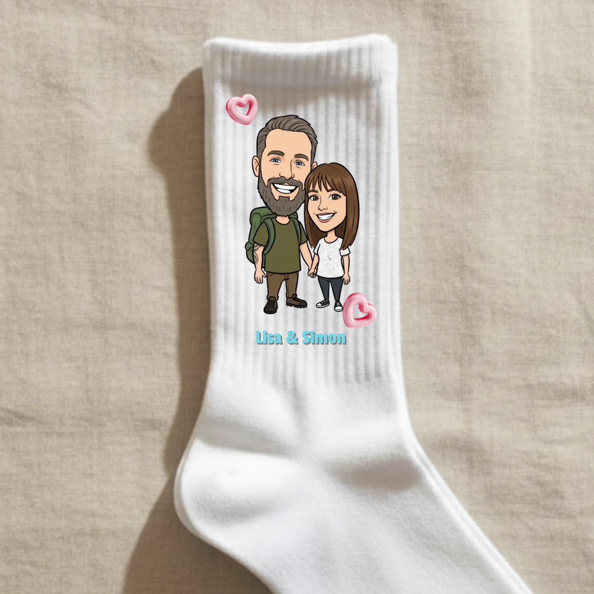 Personalisierte Socken Comic Stil mit großem Comic-Kopf