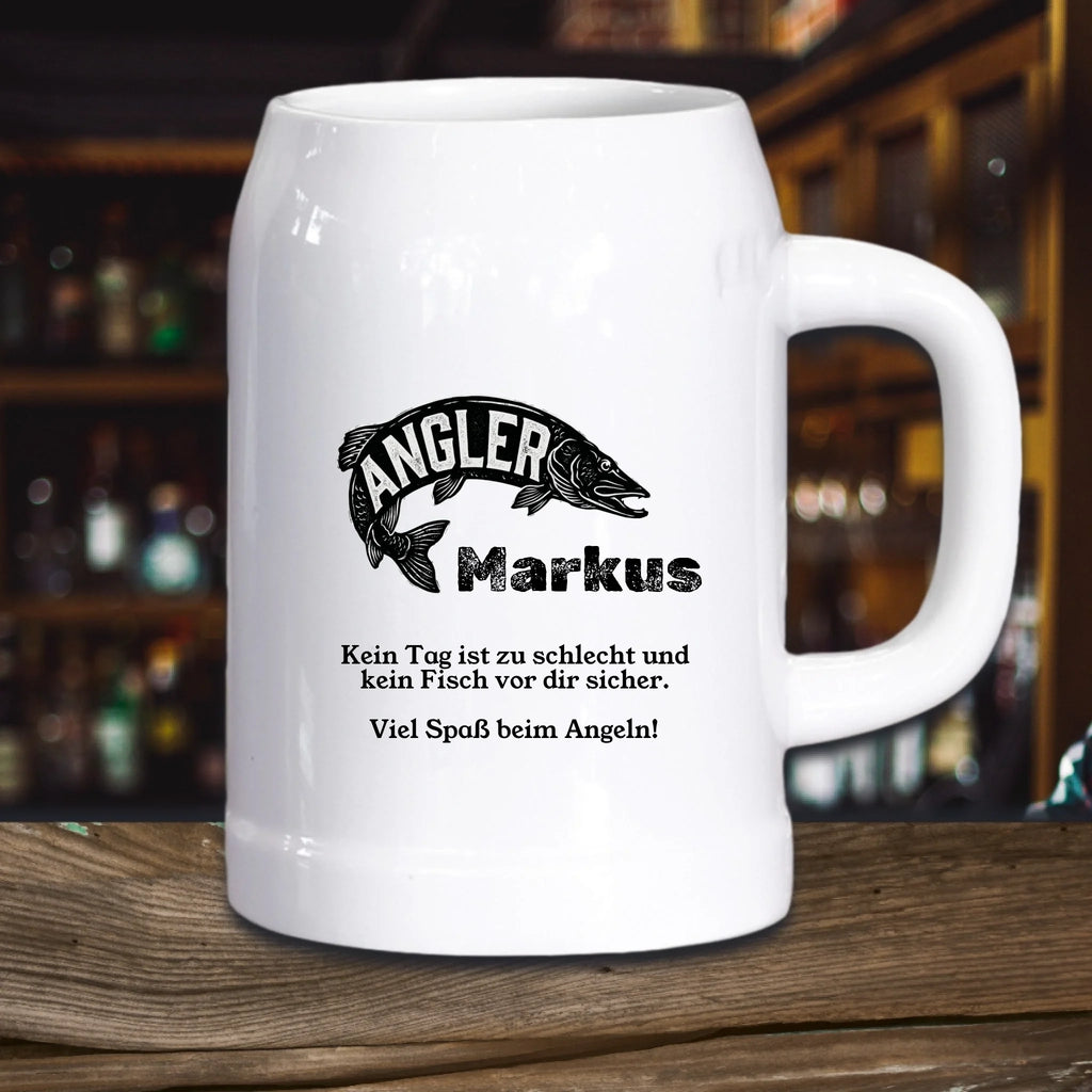 Angler Bierkrug personalisiert mit Namen