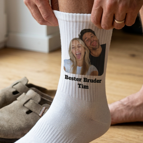 Bester Bruder Socken personalisiert mit Foto – Geschenk für den Bruder