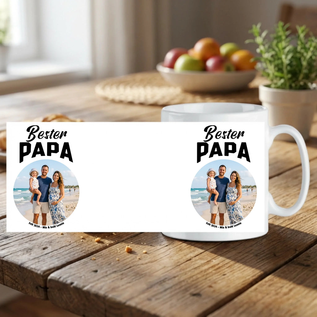 Bester Papa Tasse mit Foto und Text personalisiert Mockup