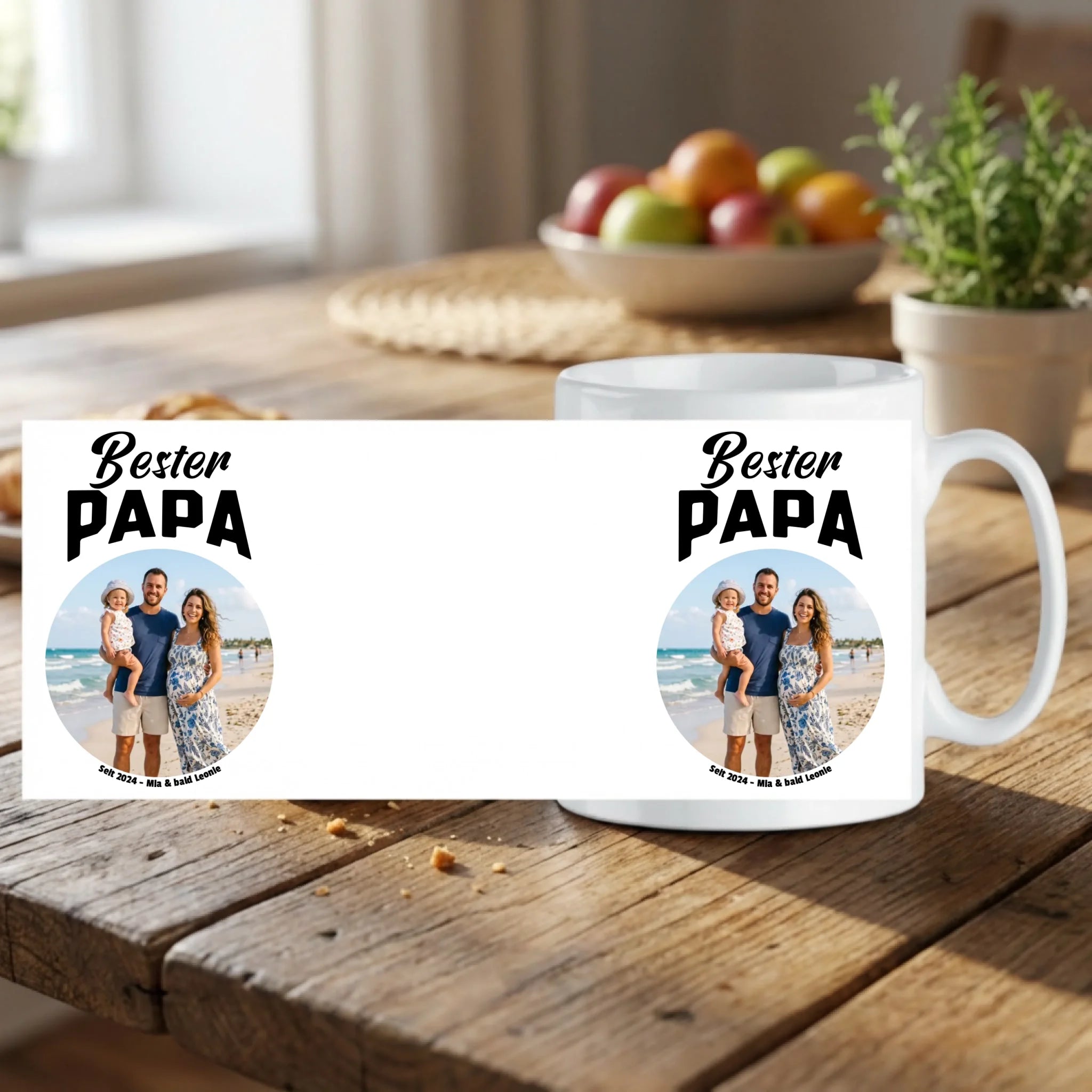 Bester Papa Tasse mit Foto und Text personalisiert Mockup