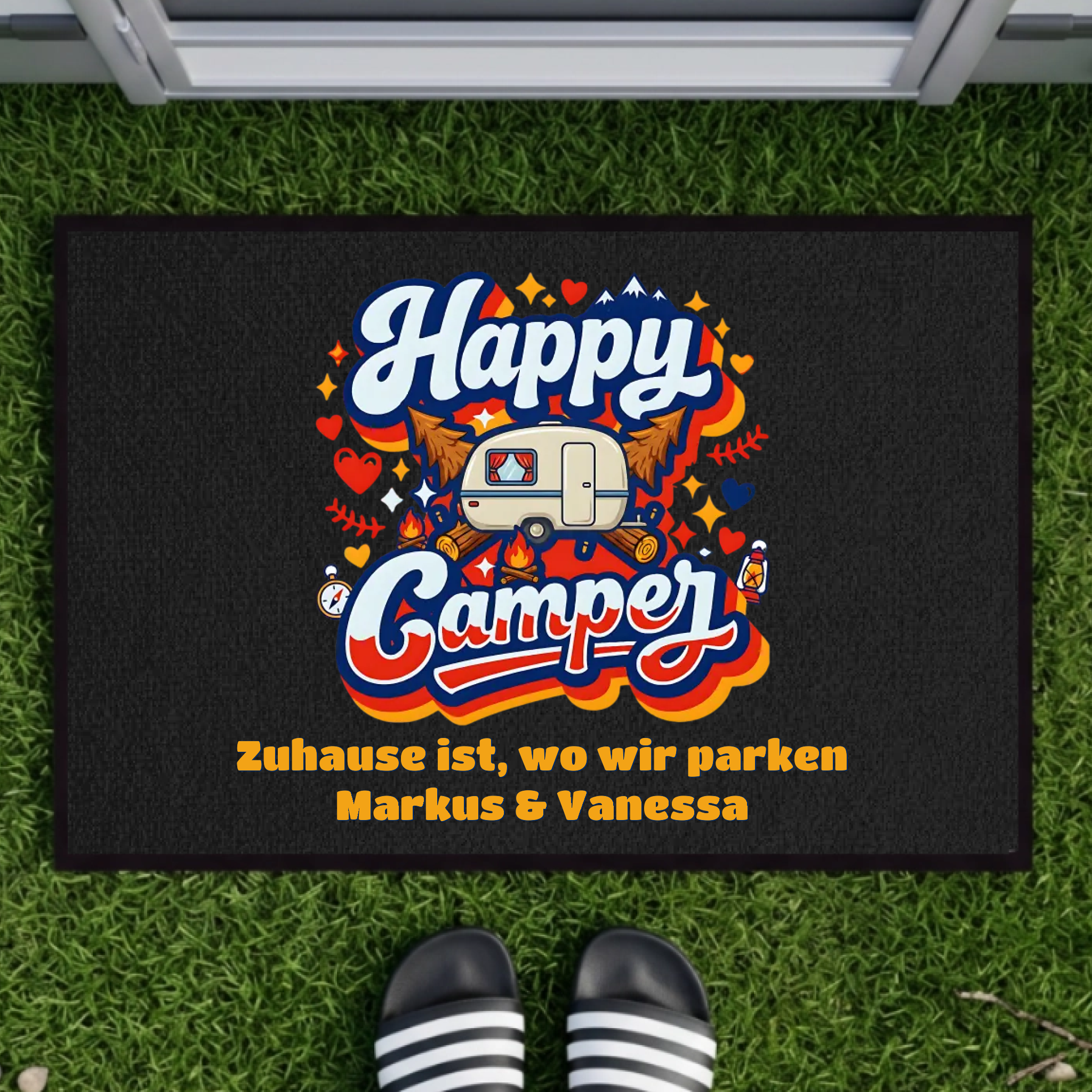 Personalisierte Camping Fußmatte – Happy Camper
