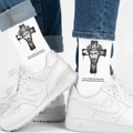 Christliche Socken mit Kreuz und Text