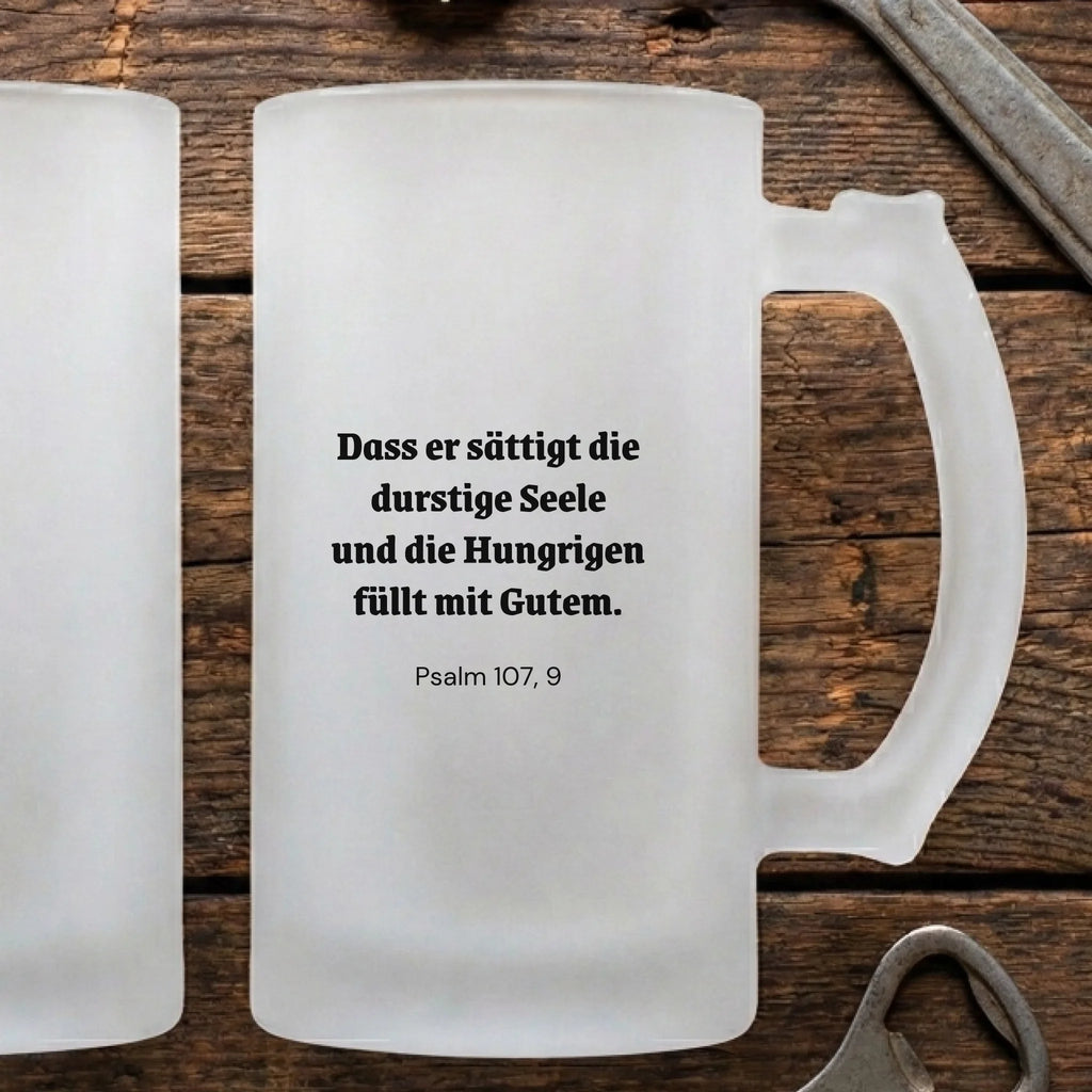 Christlicher Bierkrug mit Text oder Psalm personalisiert Text