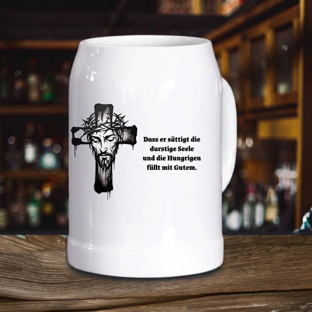 Christlicher Stein Bierkrug mit Text oder Psalm personalisiert
