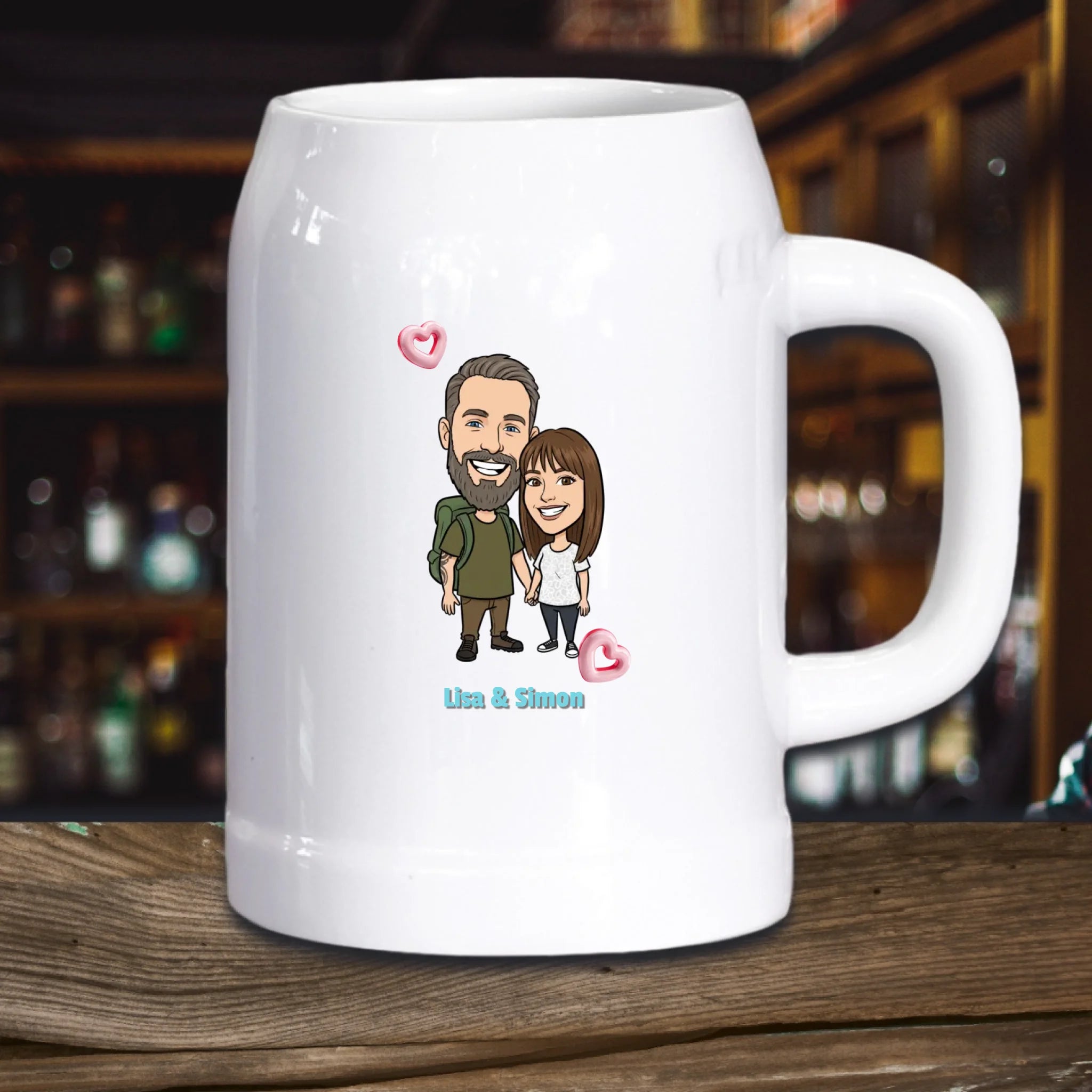 Comic Bierkrug mit Foto personalisiert
