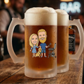 Comic Camping Bierkrug mit Foto personalisiert