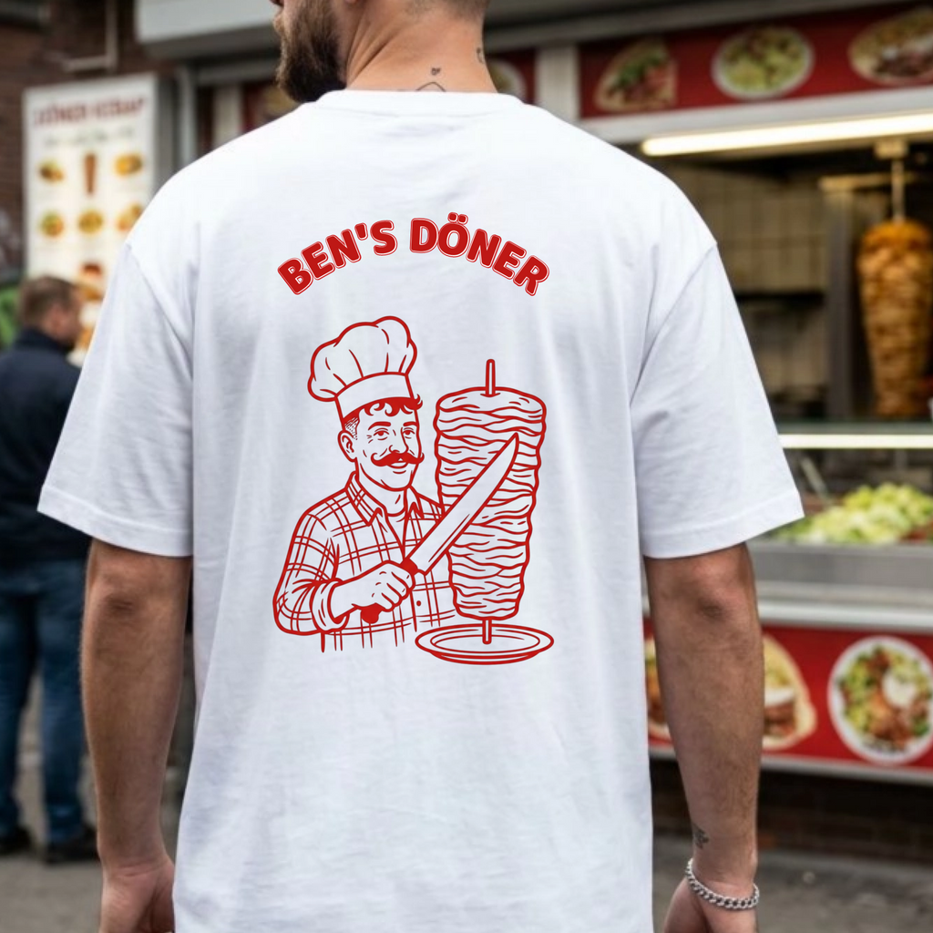Döner T-Shirt oversized mit deinem Foto personalisiert weiss