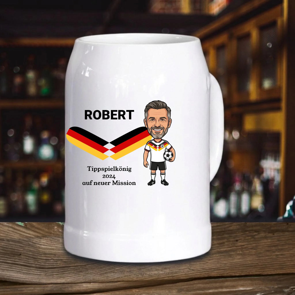 Fußball Bierkrug Stein mit Namen und Text personalisiert