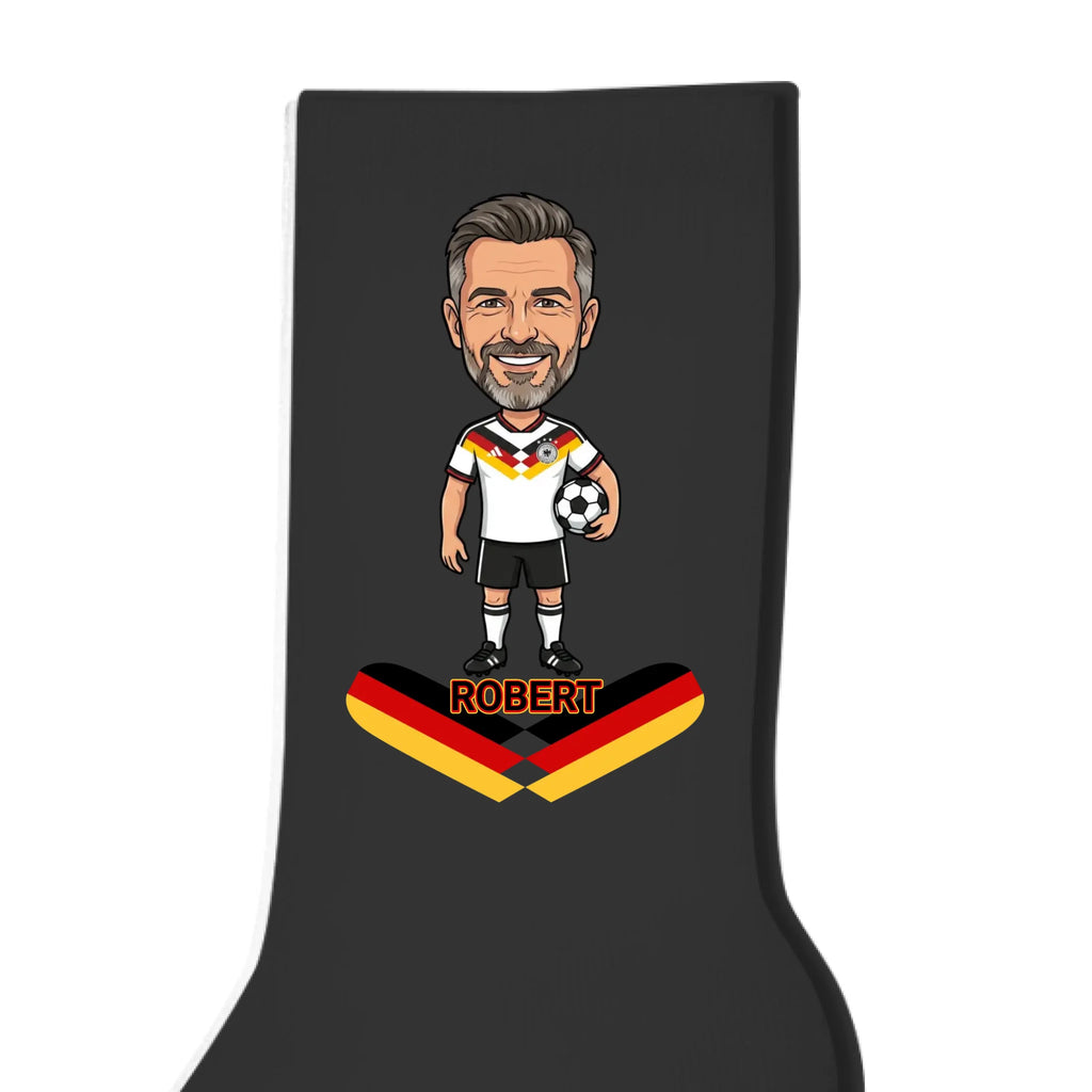 Fußball Socken mit Comic Foto personalisiert Schwarz