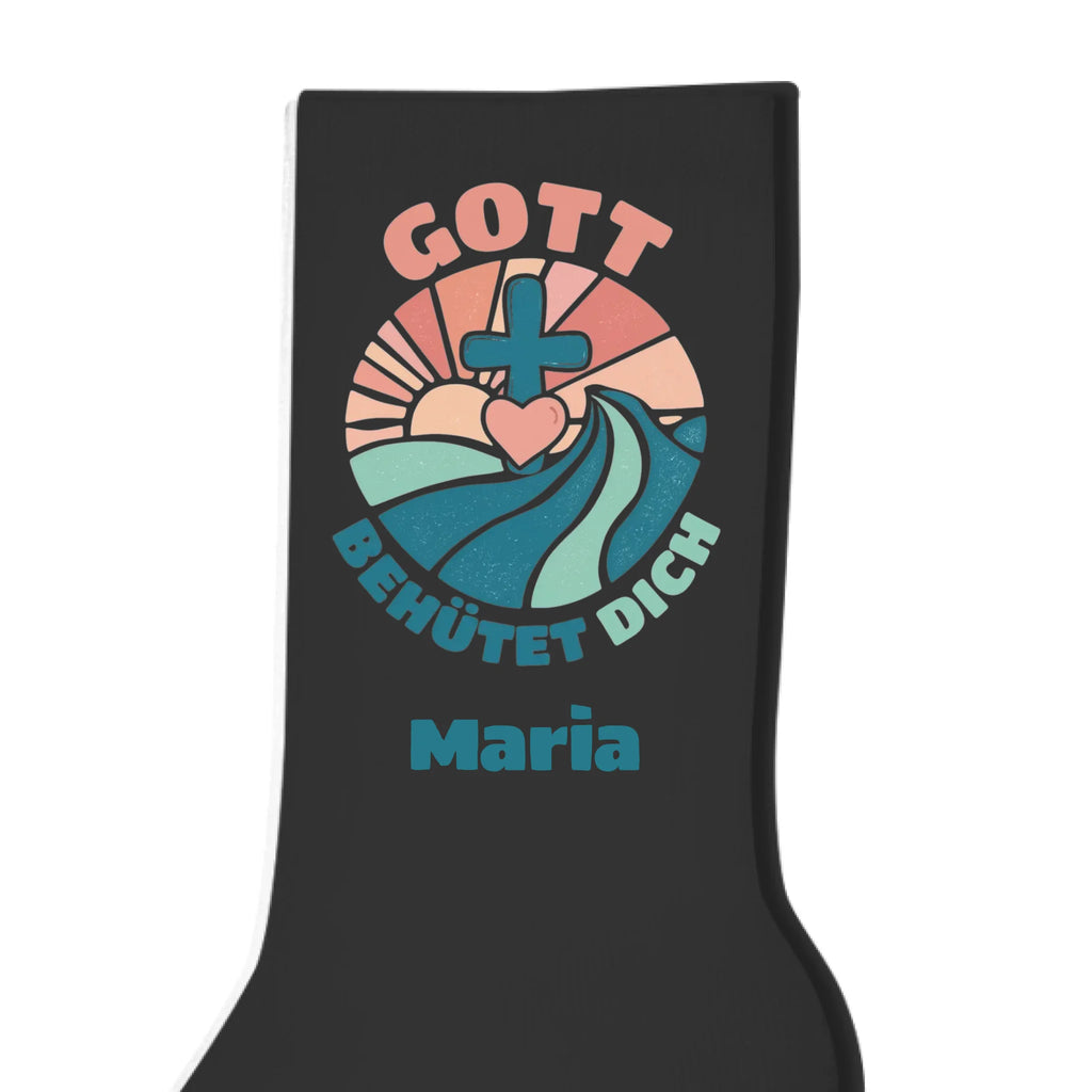 Gott behütet dich Socken personalisiert - Christliche Socken einzeln schwarz