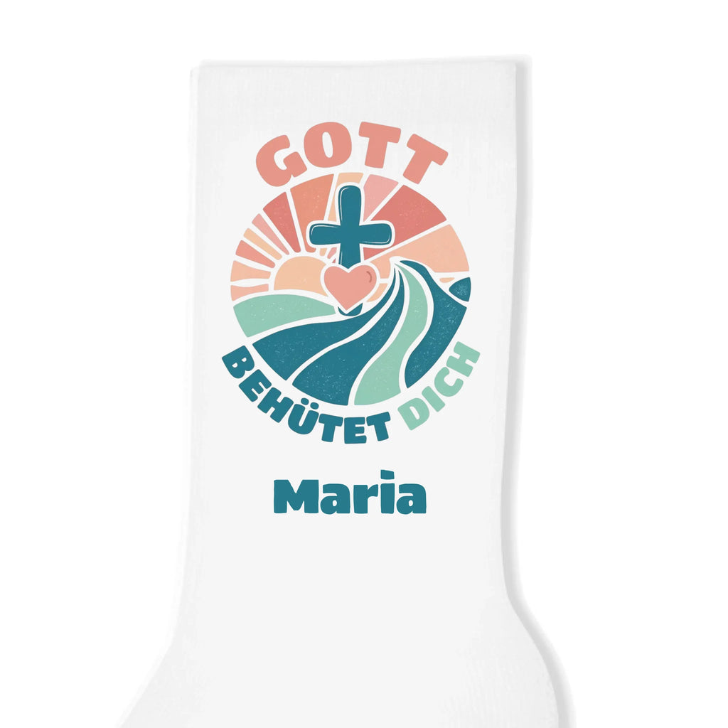Gott behütet dich Socken personalisiert - Christliche Socken einzeln weiss
