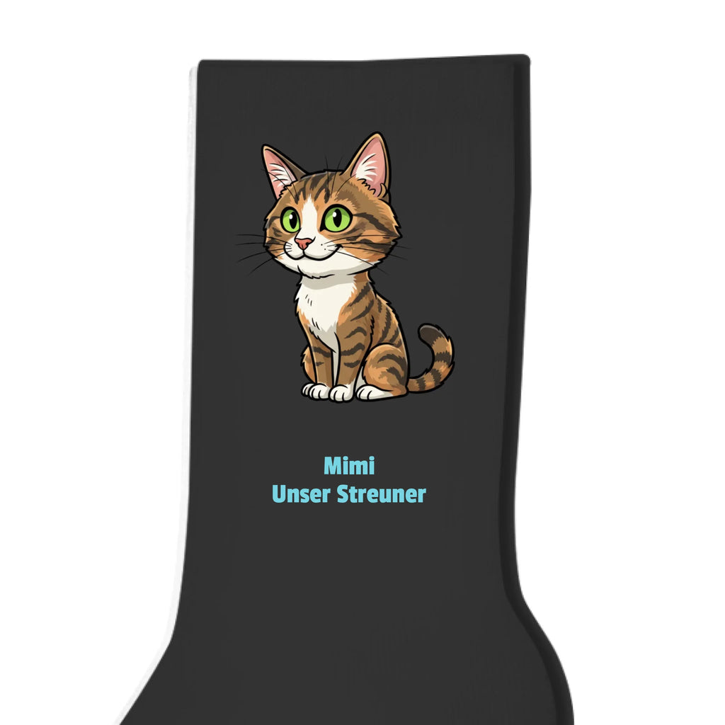 Katzen Socken mit Foto und Text personalisiert schwarz