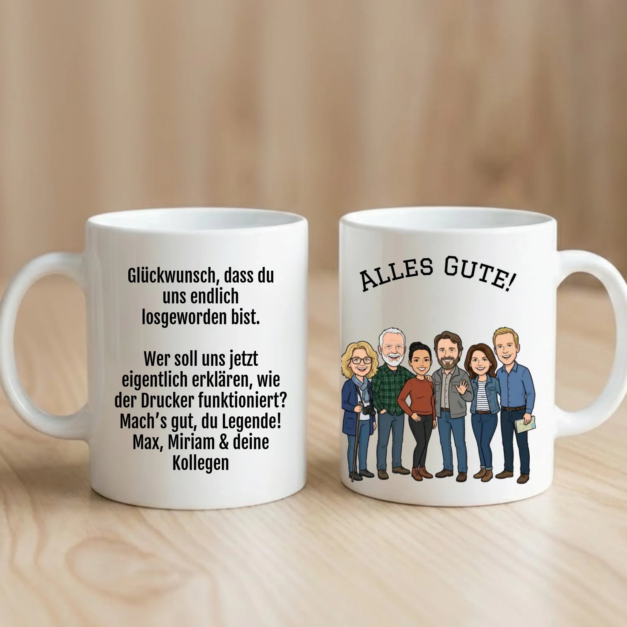 Kollegen Tasse mit Comic und Text personalisiert