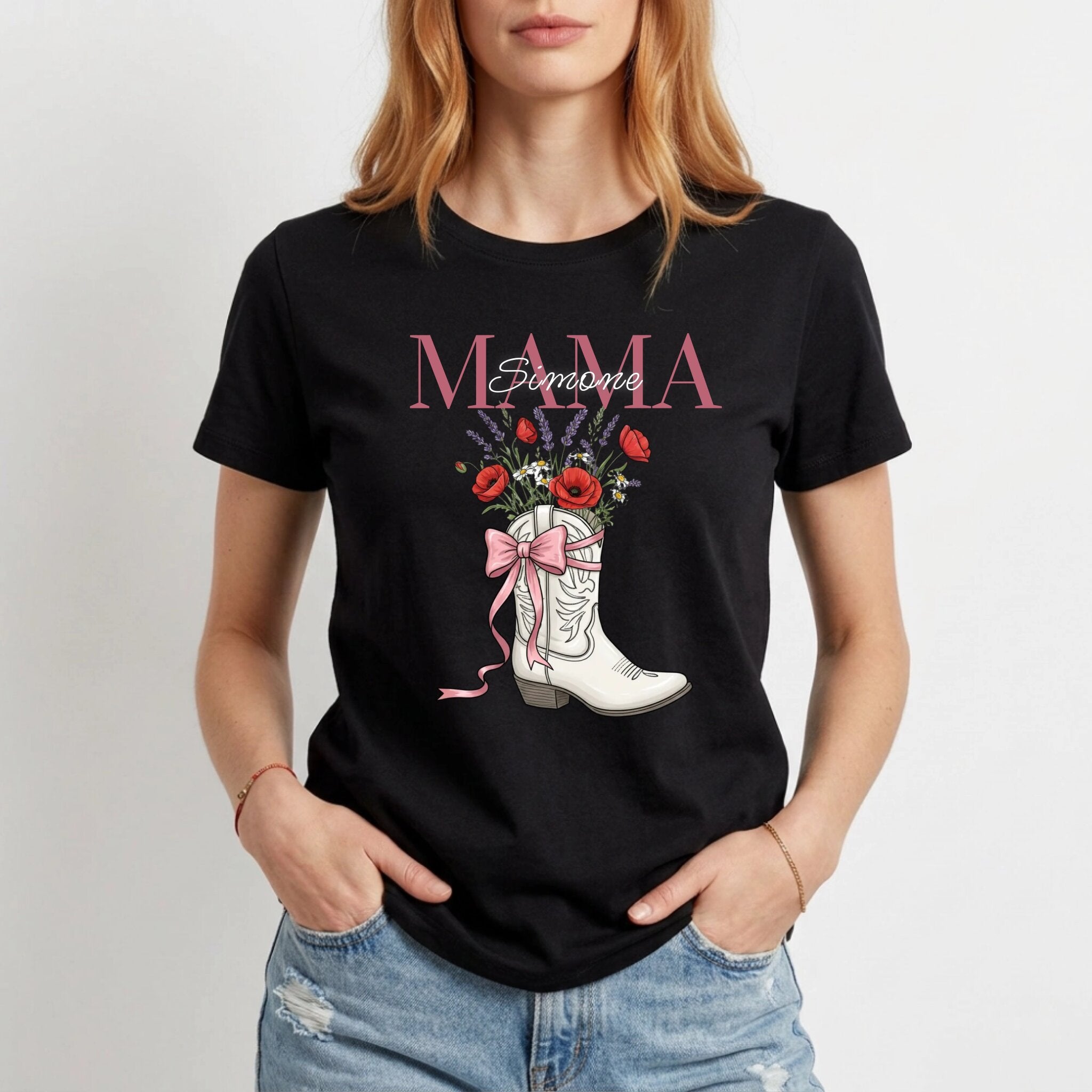 Mama Mini Me T-Shirt  personalisiert - Western Coquette Black