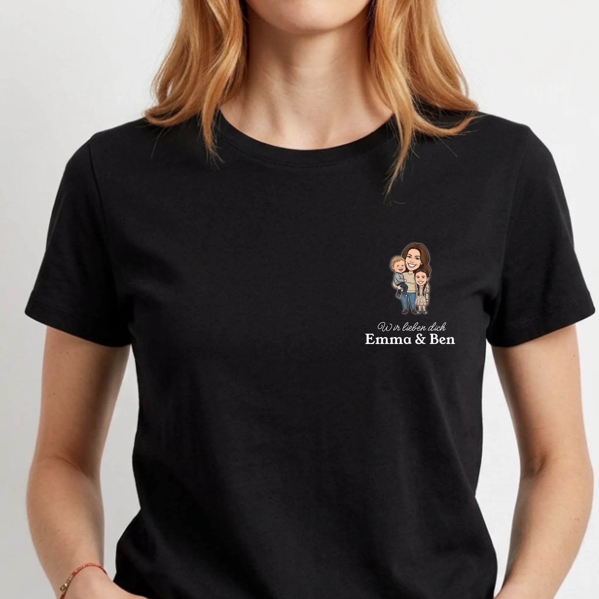 Mama T-Shirt mit Comic Foto und Text personalisiert Schwarz