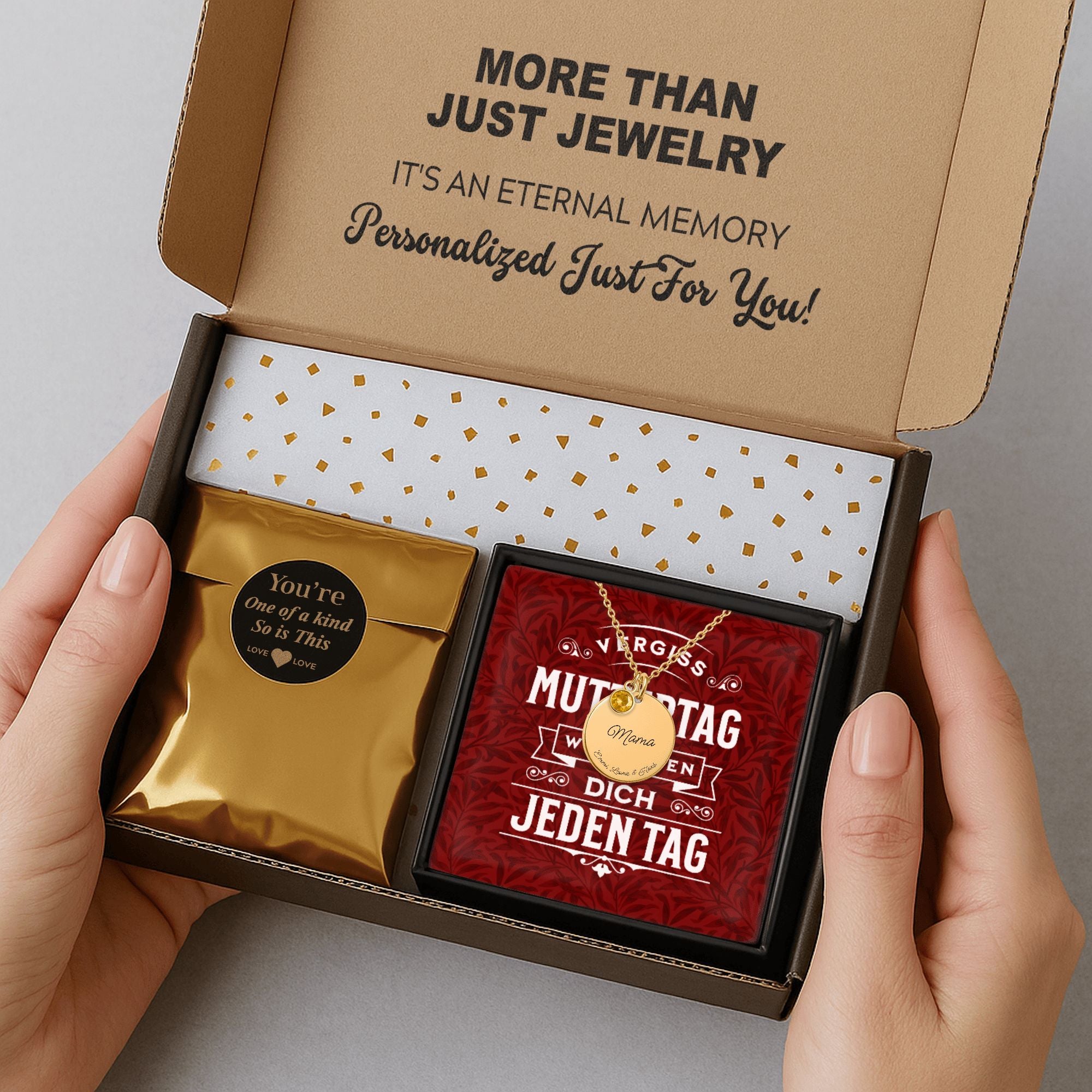 Muttertag Kette mit Namensgravur Geschenk Box