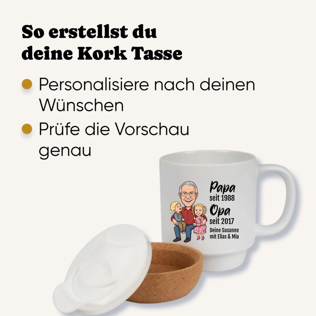 Opa seit Tasse personalisiert mit Foto im Comic Stil Big Head - Anleitung