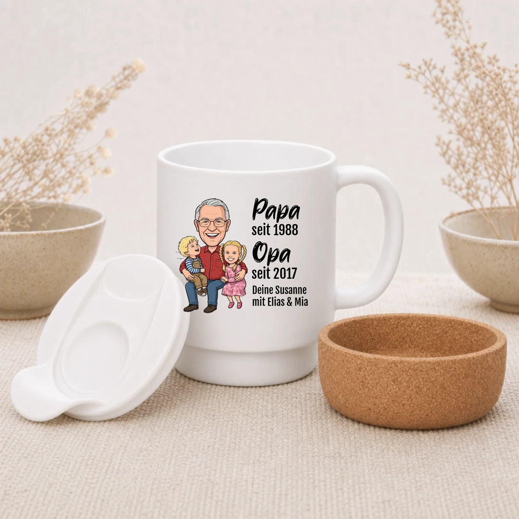 Opa seit Tasse personalisiert mit Foto im Comic Stil Big Head - Bestandteile