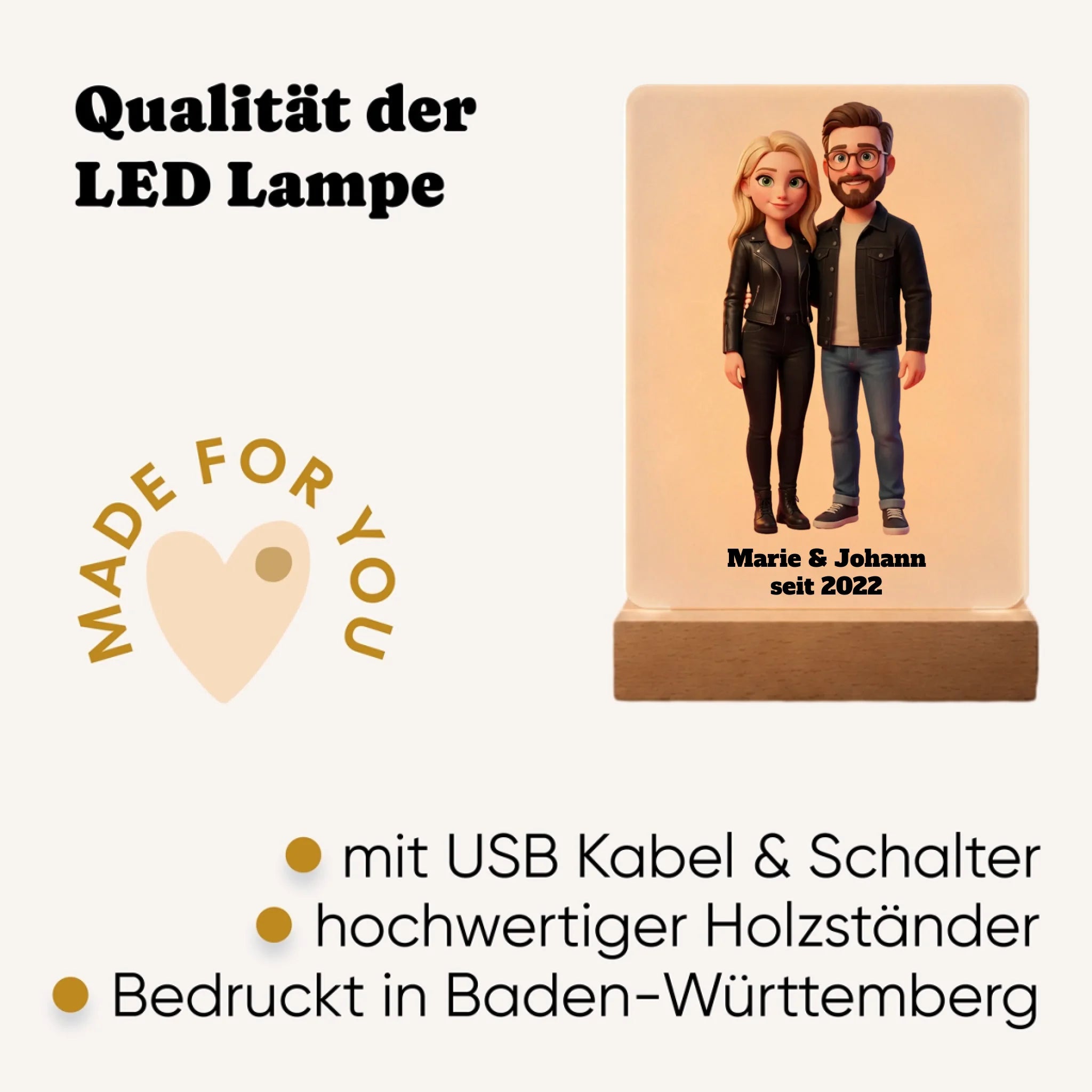 Personalisierte Lampe mit 3D Foto und Namen - Qualität