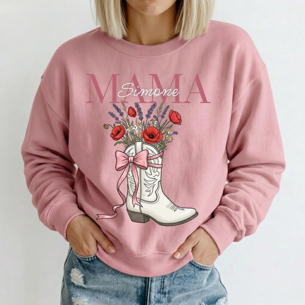 Personalisierter Mama Sweater - Western Coquette Rosa
